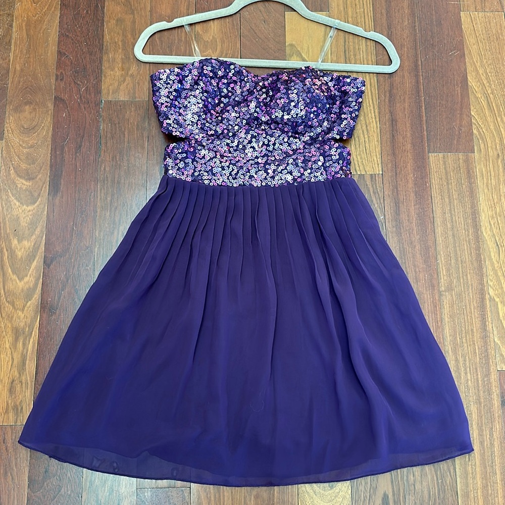 Speechless Deep purple sequin bodice dress with cut outs